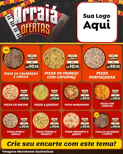 Modelo de Rede Social para Feed Instagram com o tema Arraiá de Ofertas - Junina para Pizzaria