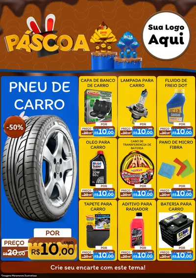 Modelo de Encarte para Encarte A4 Vertical com o tema Páscoa para Auto peças