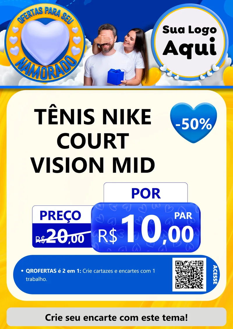 Modelo de Cartaz para Cartaz A4 Vertical com o tema Ofertas Para Seu Namorado para Calçados