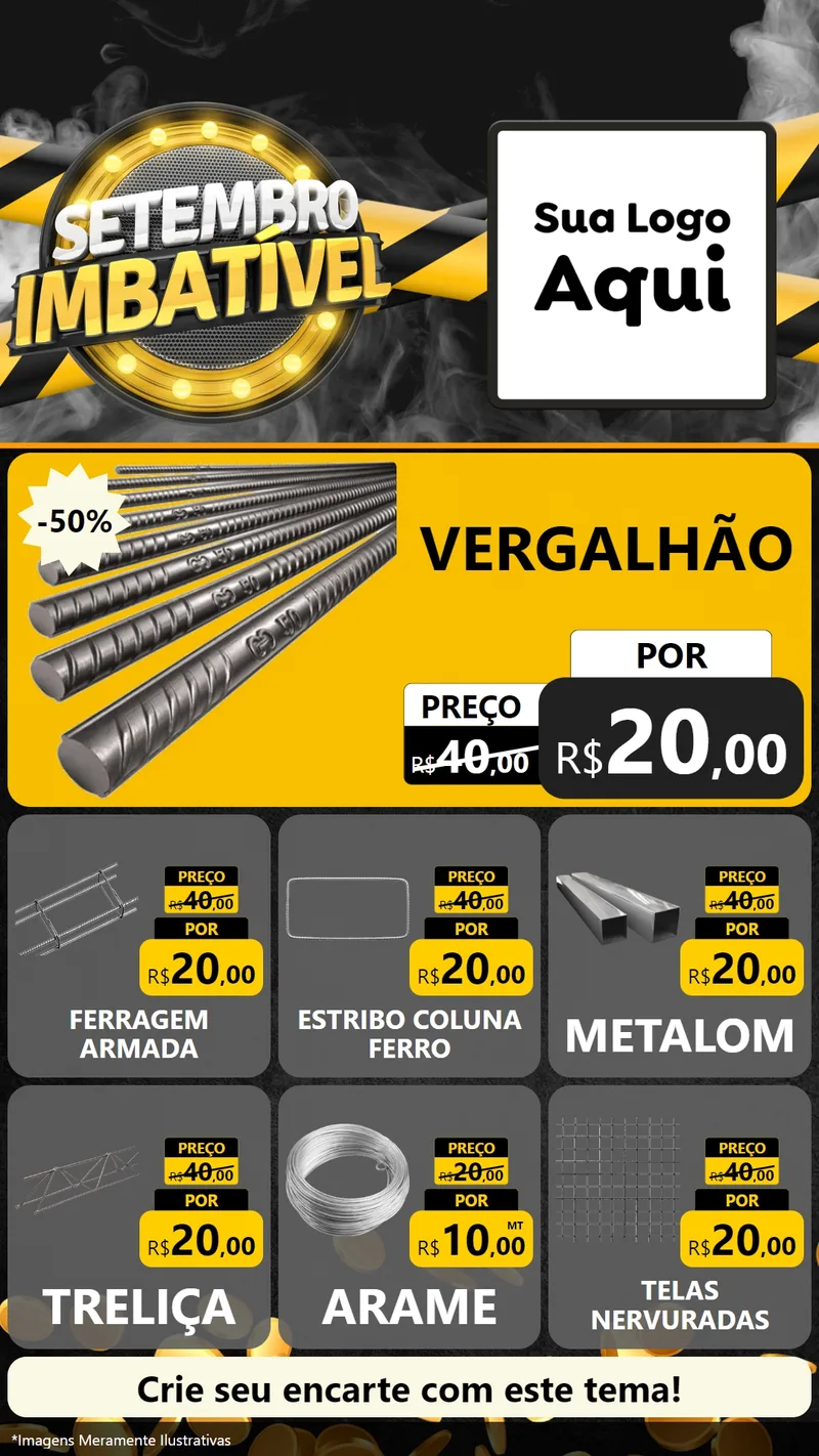 Modelo de Rede Social para Stories com o tema Setembro Imbatível para Ferragens