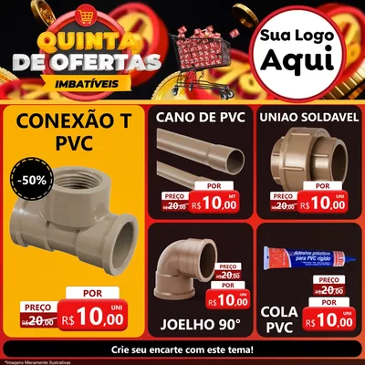 Modelo de Rede Social para Feed Facebook com o tema Quinta de Ofertas Imbatíveis para Tubos e conexões