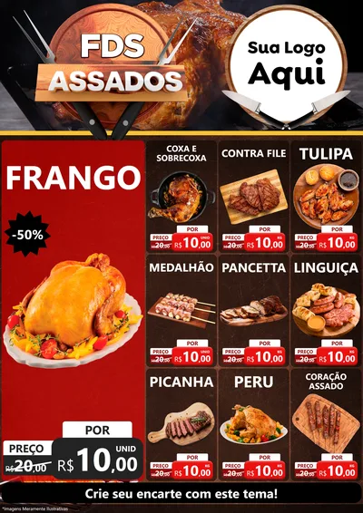 Modelo de Encarte para Encarte A4 Vertical com o tema Fim de Semana dos Assados para Assados