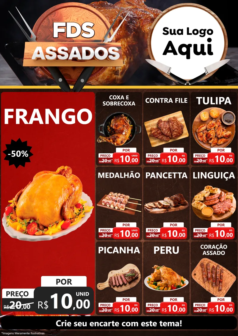Modelo de Encarte para Encarte A4 Vertical com o tema Fim de Semana dos Assados para Assados