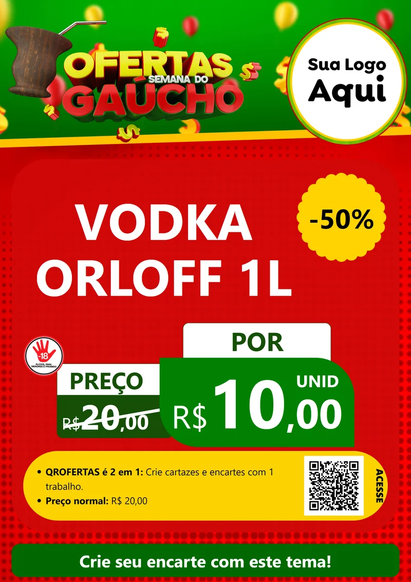 Modelo de Cartaz para Cartaz A4 Vertical com o tema Ofertas Semana Do Gaúcho para Distribuidora de bebidas