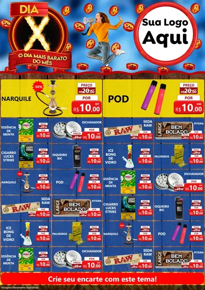 Modelo de Encarte para Encarte A4 Vertical com o tema Dia X - O Dia Mais Barato Do Mês para Tabacaria
