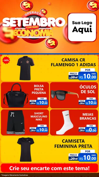 Modelo de TV para TV Vertical com o tema Operação Setembro Com Muita Economia para Roupas e acessórios