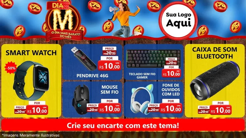 Modelo de TV para TV Horizontal com o tema Dia M - O Dia Mais Barato Do Mês para Informática