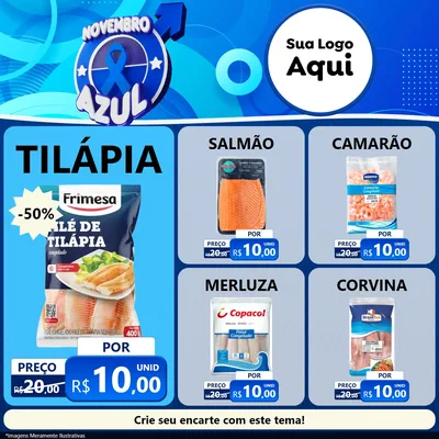 Modelo de Rede Social para Feed Facebook com o tema Novembro Azul para Peixaria