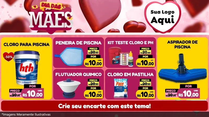 Modelo de TV para TV Horizontal com o tema Dia Das Mães para Produtos para Piscina