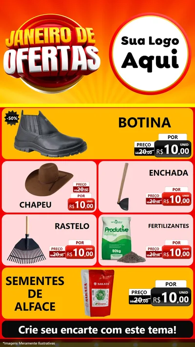 Modelo de TV para TV Vertical com o tema Janeiro de Ofertas para Agropecuária