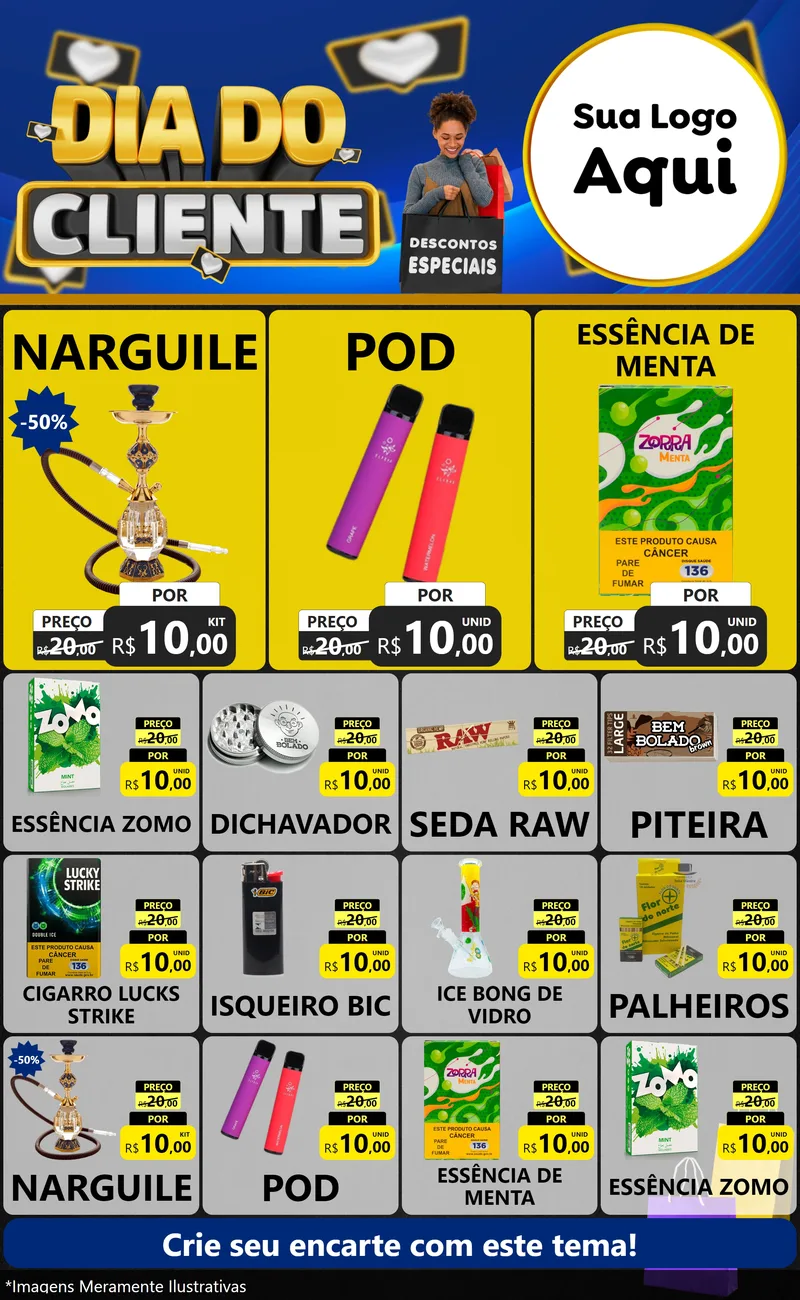 Modelo de Encarte para Encarte Grande com o tema Dia Do Cliente para Tabacaria