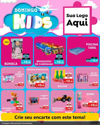 Modelo de Rede Social para Feed Instagram com o tema Domingo Kids para Brinquedos