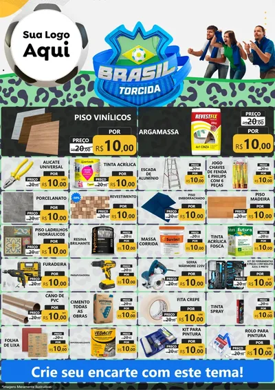 Modelo de Encarte para Encarte A4 Vertical com o tema Brasil Torcida - Copa para Material para Construção