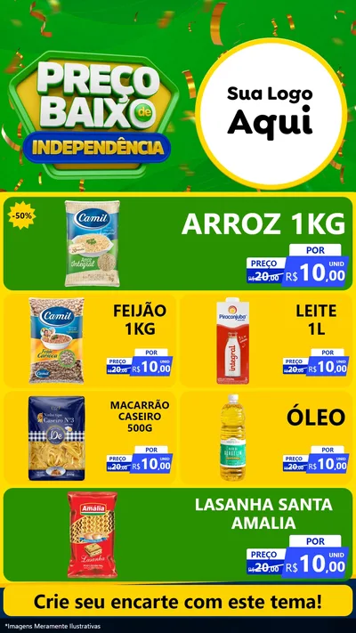 Modelo de TV para TV Vertical com o tema Preço Baixo de Independência para Supermercado