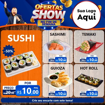 Modelo de Rede Social para Feed Facebook com o tema Ofertas Show No Fim De Semana para Comida japonesa