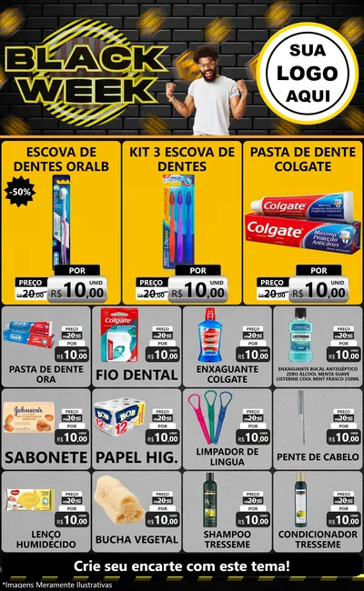 Modelo de Encarte para Encarte Grande com o tema Black Week para Higiene Pessoal