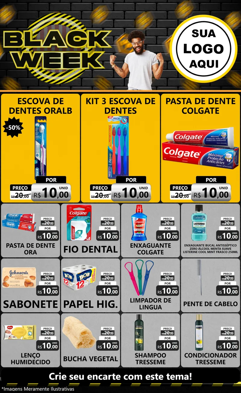 Modelo de Encarte para Encarte Grande com o tema Black Week para Higiene Pessoal