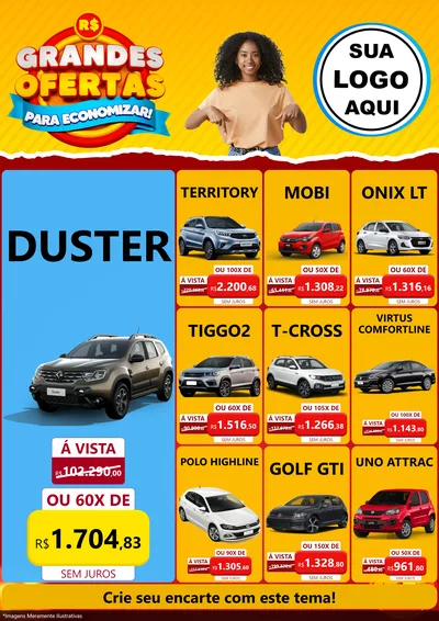 Modelo de Encarte para Encarte A4 Vertical com o tema Grandes Ofertas Para Economizar! para Concessionaria de Carros