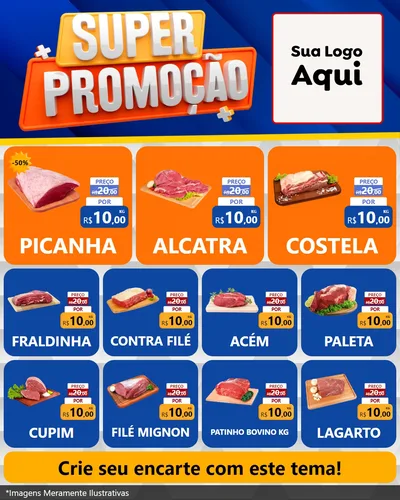 Modelo de Rede Social para Feed Instagram com o tema Super Promoção para Açougue