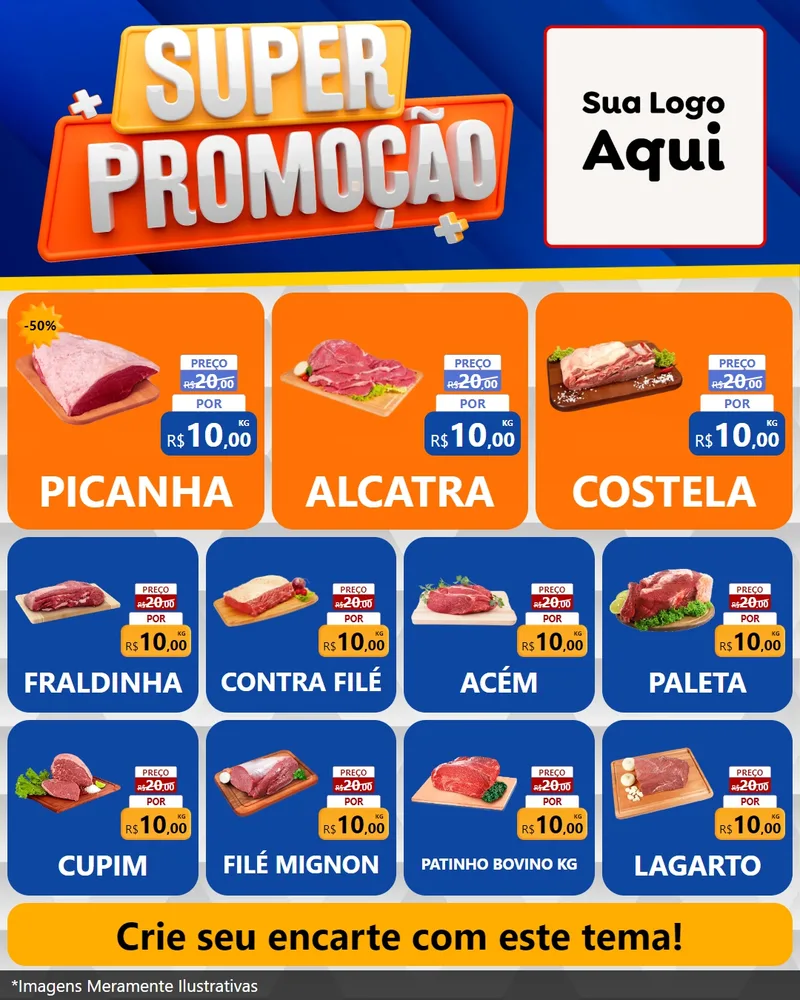 Modelo de Rede Social para Feed Instagram com o tema Super Promoção para Açougue