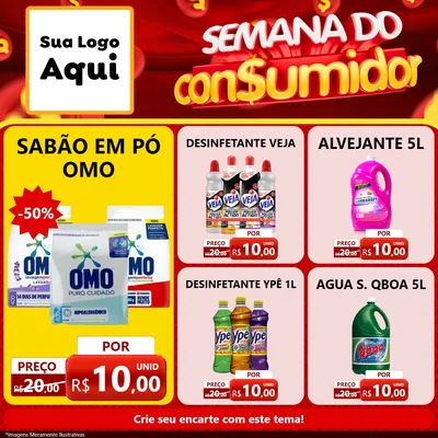 Modelo de Rede Social para Feed Facebook com o tema Semana do Consumidor para Produtos de Limpeza