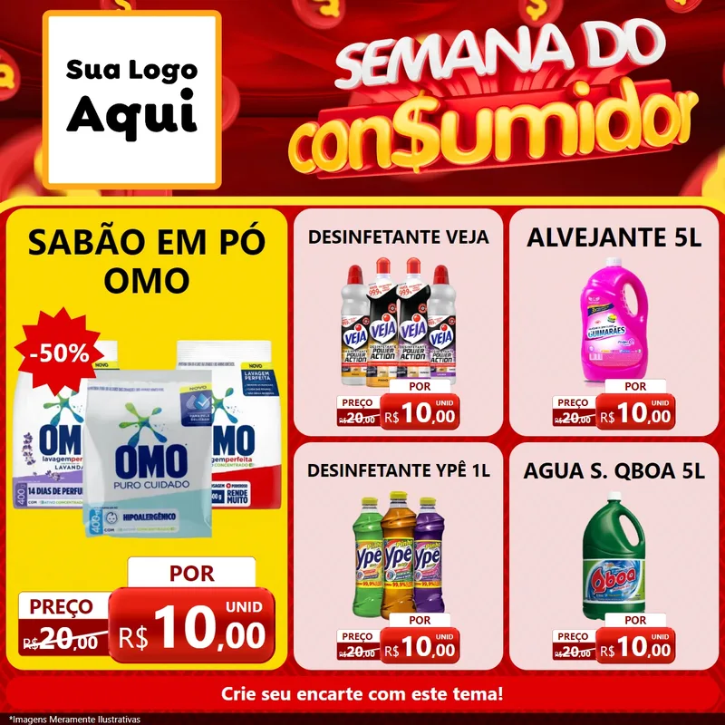 Modelo de Rede Social para Feed Facebook com o tema Semana do Consumidor para Produtos de Limpeza