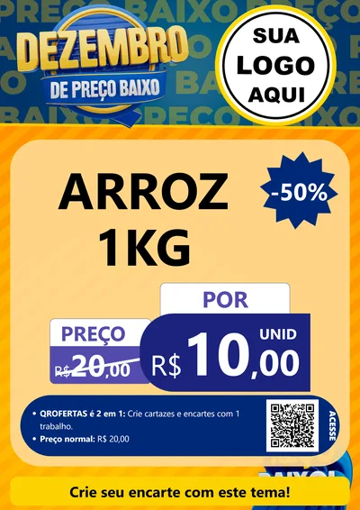 Modelo de Cartaz para Cartaz A4 Vertical com o tema Dezembro de Preço Baixo para Supermercado