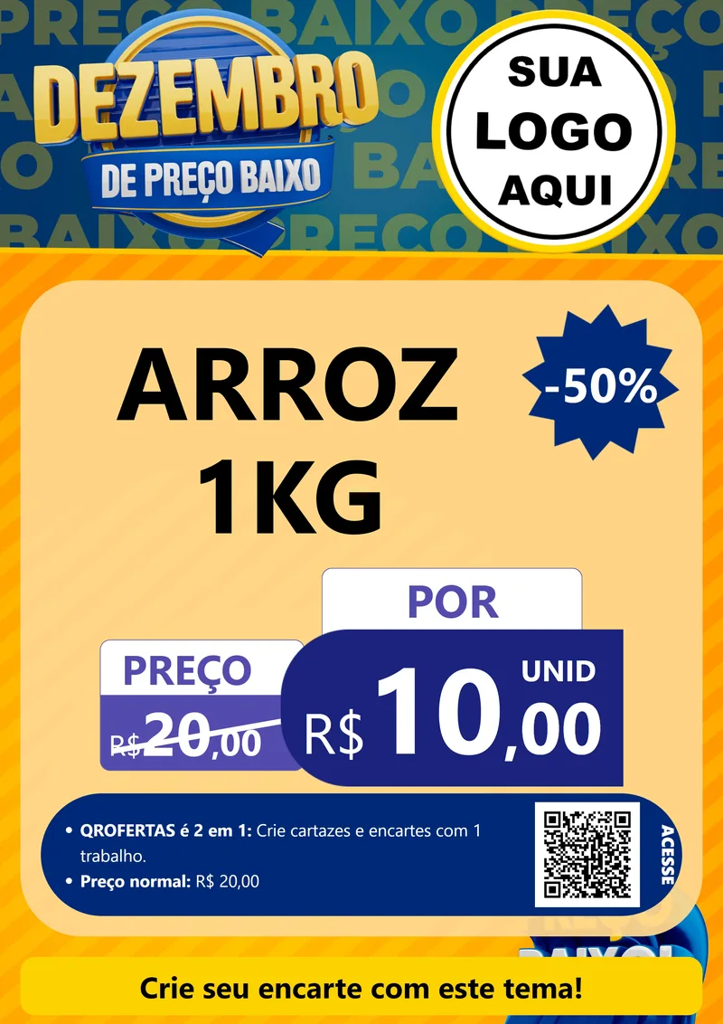 Modelo de Cartaz para Cartaz A4 Vertical com o tema Dezembro de Preço Baixo para Supermercado