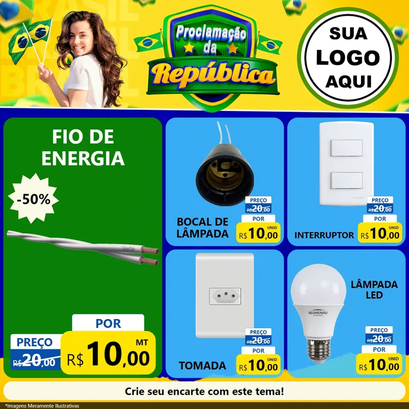 Modelo de Rede Social para Feed Facebook com o tema Proclamação da República para Materiais Elétricos