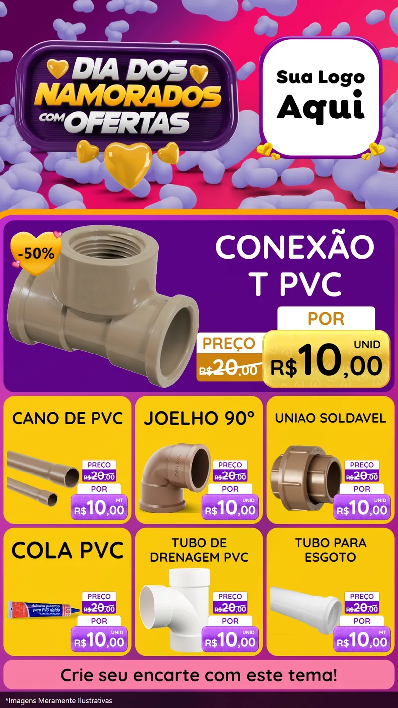 Modelo de Rede Social para Stories com o tema Dia Dos Namorados Com Ofertas para Tubos e conexões