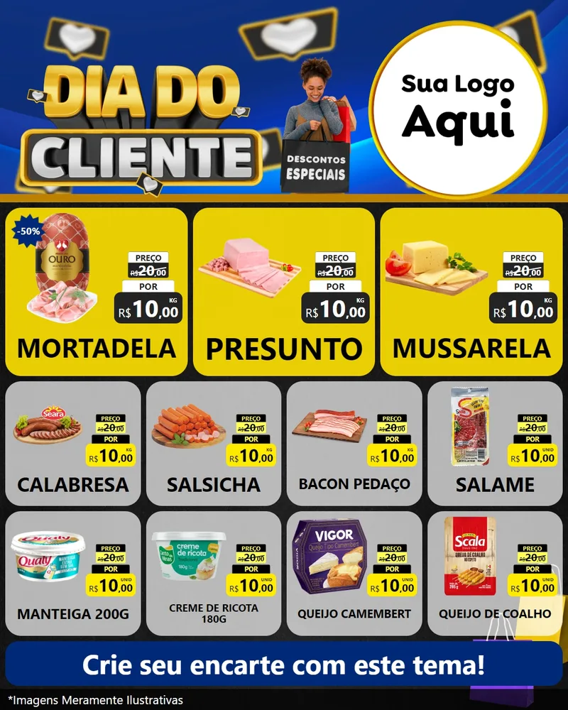 Modelo de Rede Social para Feed Instagram com o tema Dia Do Cliente para Frios e Laticínios