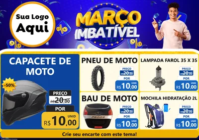 Modelo de Encarte para Encarte A4 Horizontal com o tema Março Imbatível para Moto peças