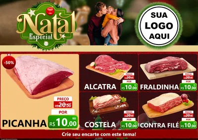 Modelo de Encarte para Encarte A4 Horizontal com o tema Natal Especial para Açougue