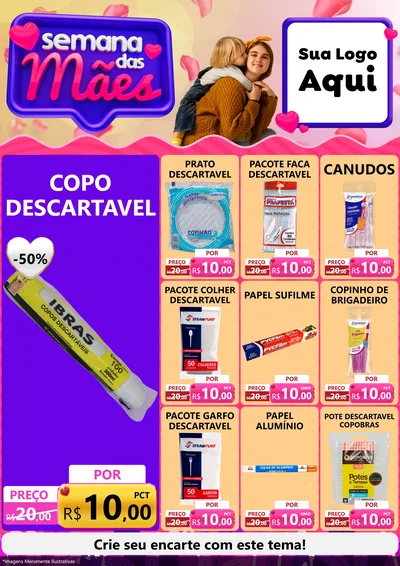 Modelo de Encarte para Encarte A4 Vertical com o tema Semana das Mães para Embalagens