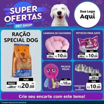 Modelo de Rede Social para Feed Facebook com o tema Super Ofertas Pet Shop para Pet Shop