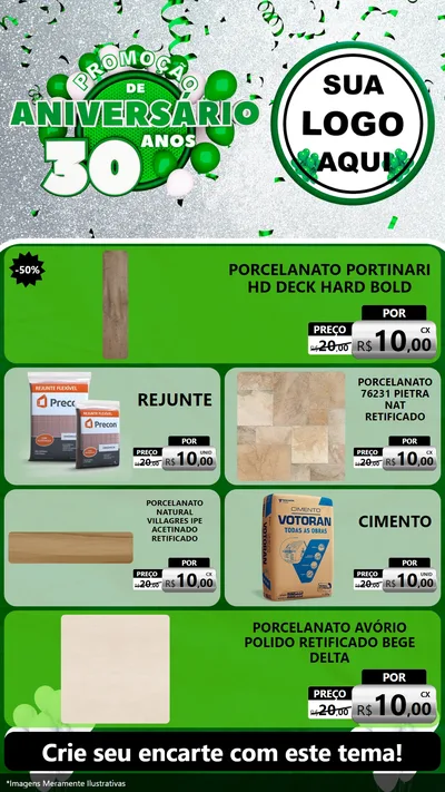 Modelo de TV para TV Vertical com o tema Promoção de Aniversário - 30 Anos para Pisos e revestimentos
