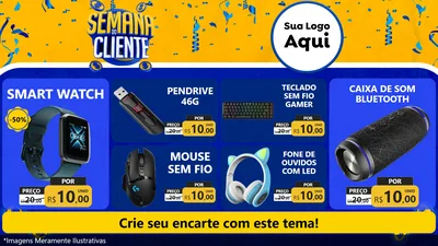 Modelo de TV para TV Horizontal com o tema Semana do Cliente para Informática