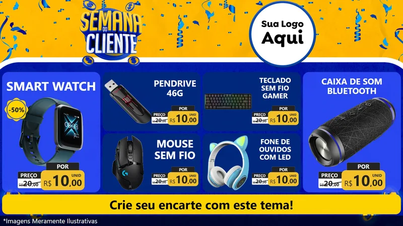 Modelo de TV para TV Horizontal com o tema Semana do Cliente para Informática