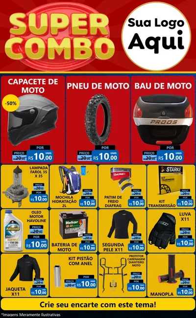 Modelo de Encarte para Encarte Grande com o tema Super Combo para Moto peças