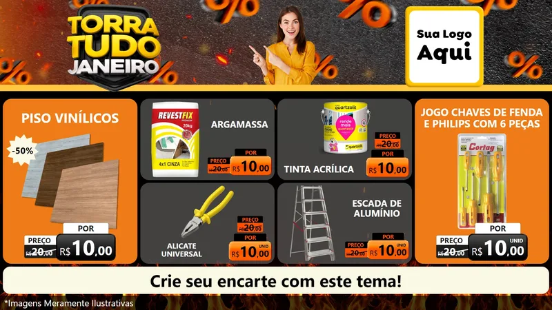Modelo de TV para TV Horizontal com o tema Torra Tudo Janeiro para Material para Construção