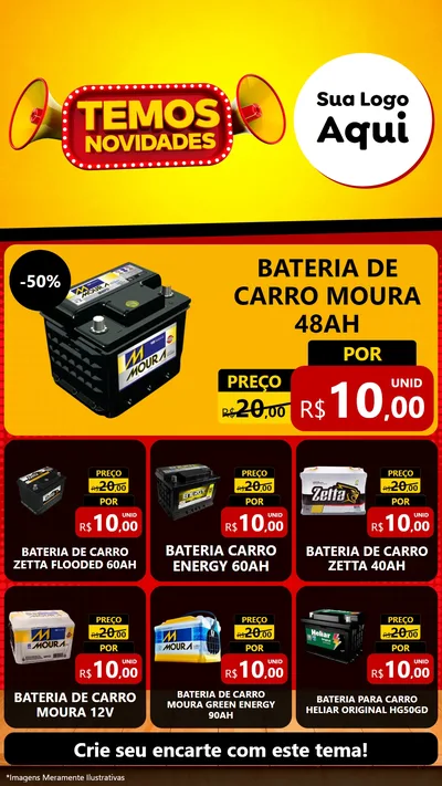 Modelo de Rede Social para Stories com o tema Temos Novidades para Baterias Elétricas