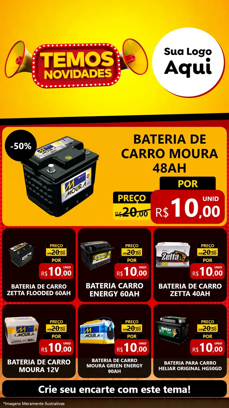 Modelo de Rede Social para Stories com o tema Temos Novidades para Baterias Elétricas