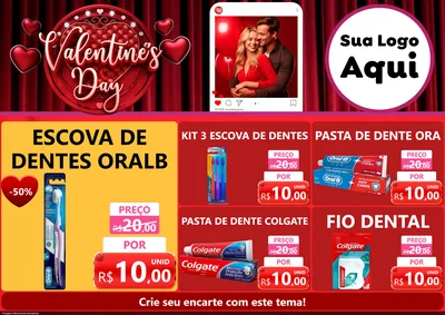 Modelo de Encarte para Encarte A4 Horizontal com o tema Valentine's Day para Higiene Pessoal