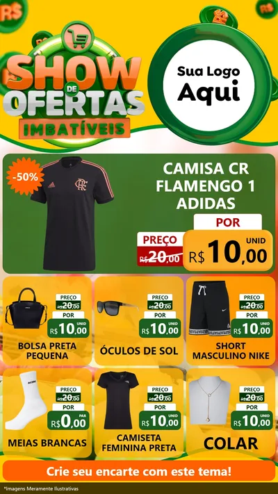 Modelo de Rede Social para Stories com o tema Show de Ofertas Imbatíveis para Roupas e acessórios