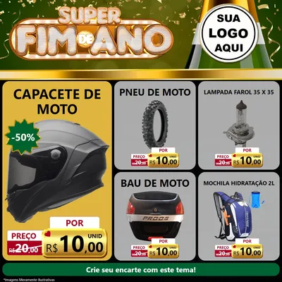 Modelo de Rede Social para Feed Facebook com o tema Super Fim de Ano para Moto peças