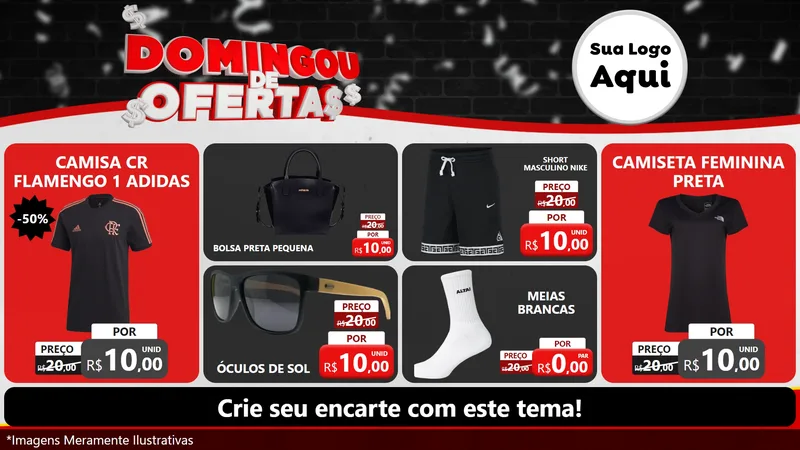 Modelo de TV para TV Horizontal com o tema Domingou de Ofertas para Roupas e acessórios
