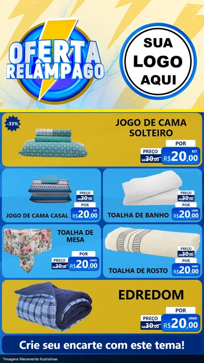 Modelo de TV para TV Vertical com o tema Oferta Relâmpago para Cama, Mesa e Banho