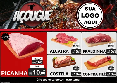 Modelo de Encarte para Encarte A4 Horizontal com o tema Açougue para Açougue