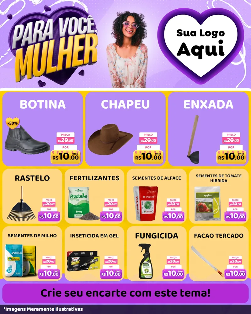 Modelo de Rede Social para Feed Instagram com o tema Para Você, Mulher para Agropecuária