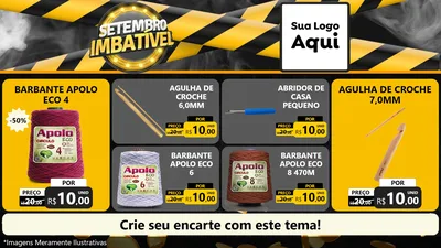 Modelo de TV para TV Horizontal com o tema Setembro Imbatível para Armarinho e Aviamentos